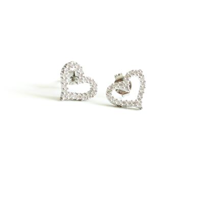 Silver Heart Stud Earrings