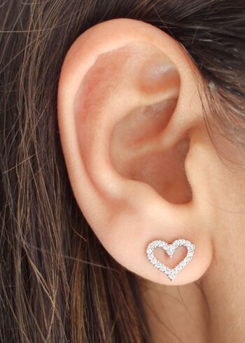 Boucles d'oreilles en forme de cœur en argent 3