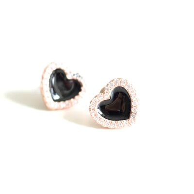 Boucles d'oreilles clous coeur noir - Boucles d'oreilles clous coeur noir