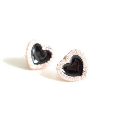 Black Heart Stud Earrings - Black Heart Stud Earrings