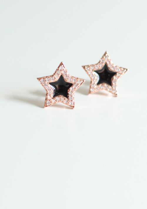 Black Heart Stud Earrings - Black Star Stud Earrings