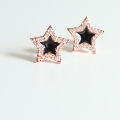 Black Heart Stud Earrings - Black Star Stud Earrings