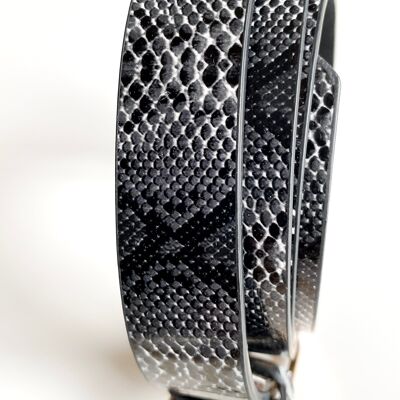 Ceinture en peau de serpent en noir et blanc