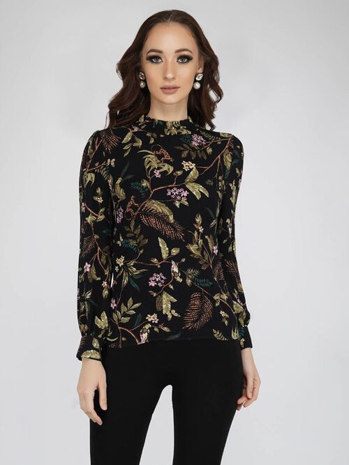 Wild Print Long Sleeve Blouse