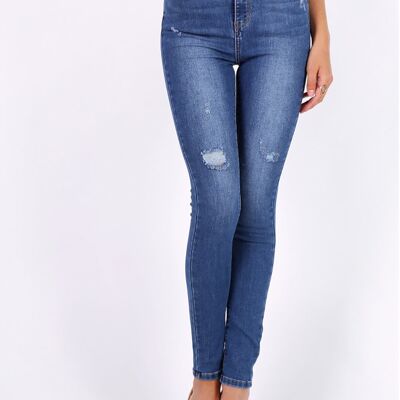 Jean skinny déchiré en bleu