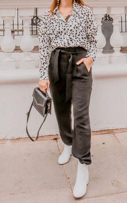 Black High Waisted Smart Trousers