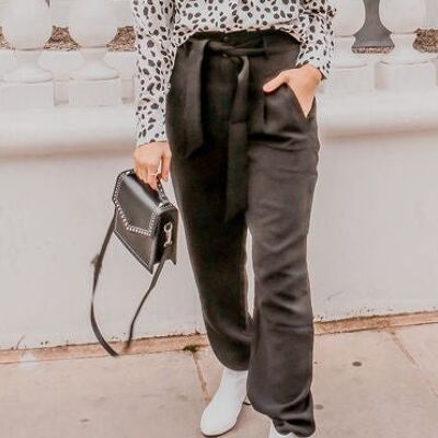 Black High Waisted Smart Trousers