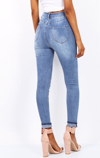 Jean skinny taille haute - Bleu clair 4