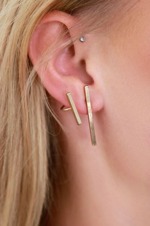 Gold Ear Wrap Bar Earrings