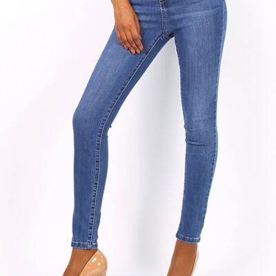 Jeans ajustados de talle alto - Azul medio