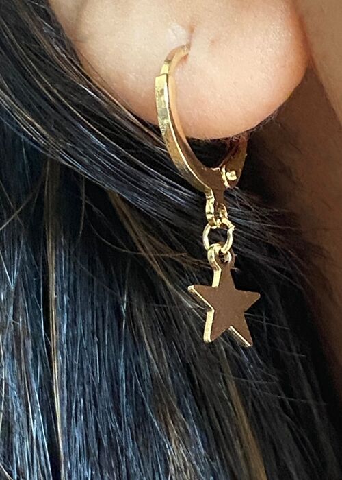 Tiny Star Hoop Earrings- Gold