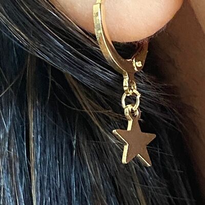 Tiny Star Hoop Earrings- Gold