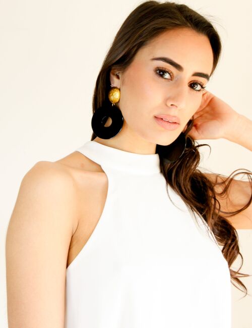 Black and Gold Statement Earrings