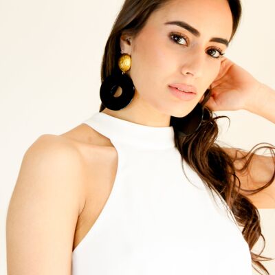 Black and Gold Statement Earrings