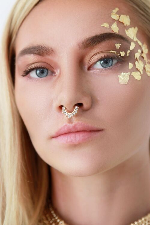 Gold Moon Hoop Septum Nose Ring