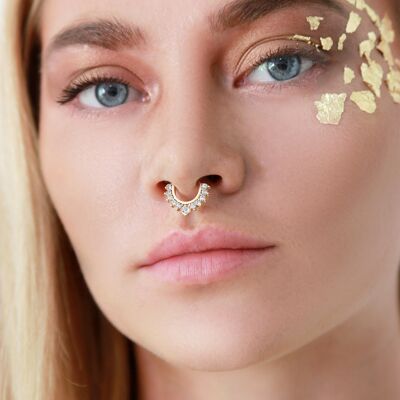 Gold Moon Hoop Septum Nose Ring