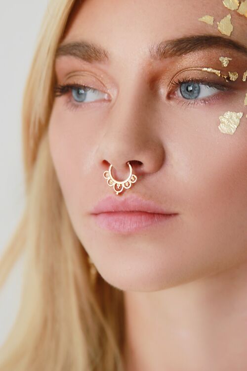 Gold Hollow Cut Out Hoop Septum Nose Ring