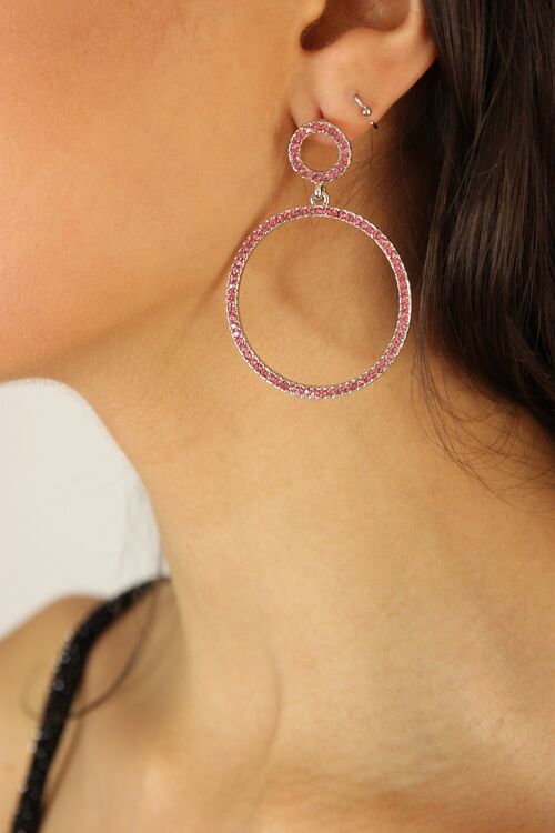 Pink Diamond Hoop Earrings