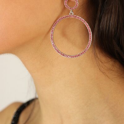 Boucles d'oreilles créoles diamant rose
