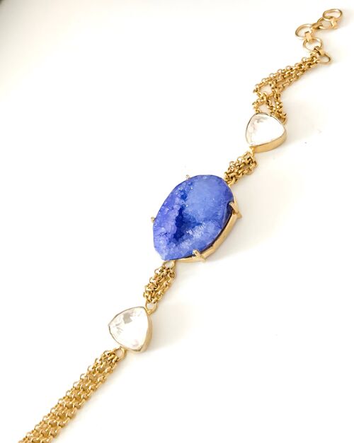 Blue Druzy Stone Bracelet - Blue
