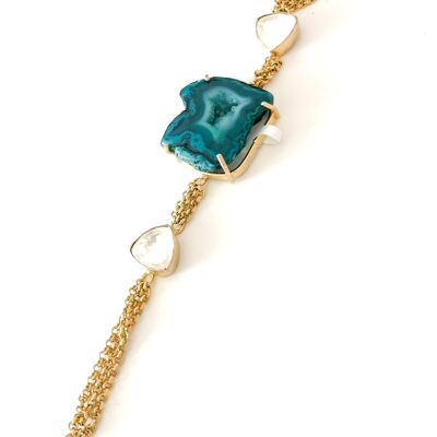 Blue Druzy Stone Bracelet - Green