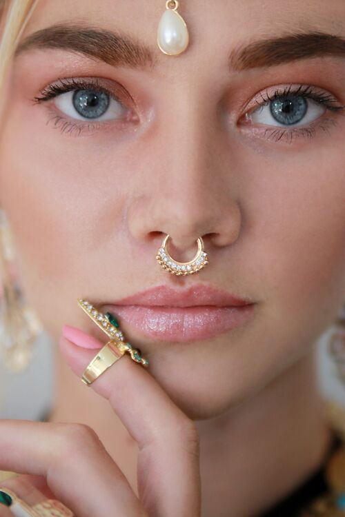 Gold Diamante Hoop Septum Nose Ring