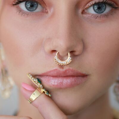 Gold Diamante Hoop Septum Nose Ring