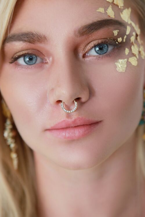 Gold Delicate Rhinestone Hoop Septum Nose Ring