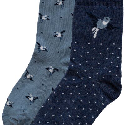 iN ControL 2er-Pack BIRDS-Socken – blau