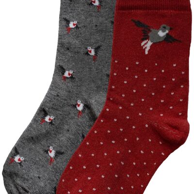 iN Control 2er-Pack BIRDS-Socken – Rost/Grau