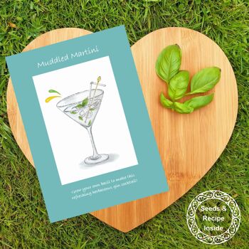 Carte de graines et de recettes - Cocktail de gin Martini confus 1