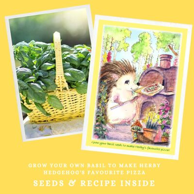 Tarjeta de semillas y recetas para niños - Herby Hedgehog