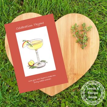 Carte de graines et de recettes - Cocktail de célébration au thym 1