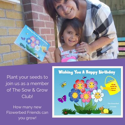 Tarjeta de cumpleaños infantil con semillas - The Flower Pot Friends