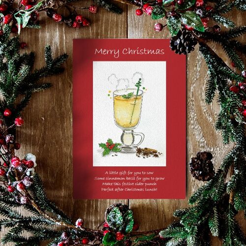 Christmas card with seeds & recipe inside - Mulled Cider