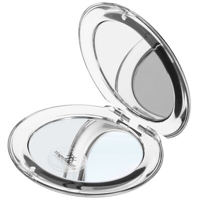 Miroir de poche acrylique/noir avec grossissement 7x, Ø 8,5 cm