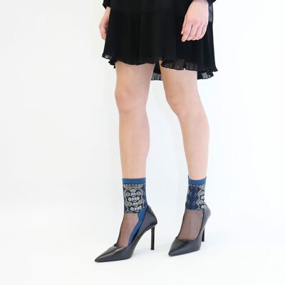 NATASHA Blue - the ultra-resistant high veil sock