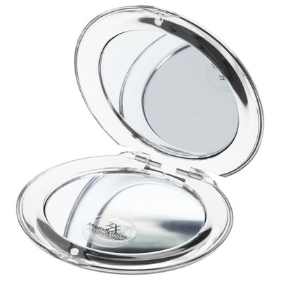 Espejo de bolsillo acrílico/plata con 7 aumentos, Ø 8,5 cm