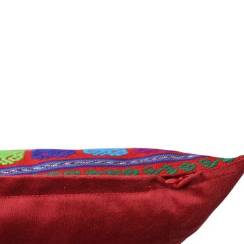 Coussin de canapé tissé à la main 40x40 Cuadros rouge, Mexique 3