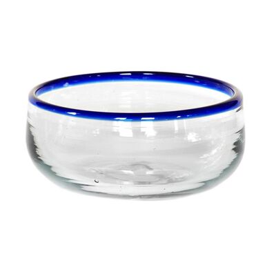 Blue blown glass cereal bowl