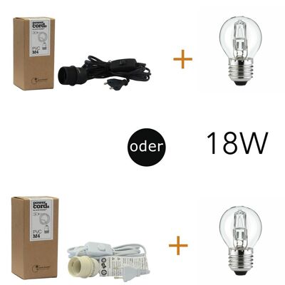 Cable and bulb 18W for small paper stars