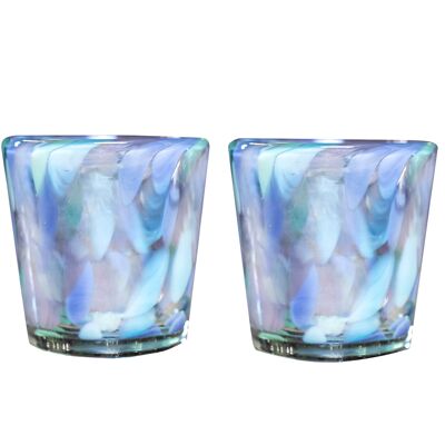 Mouth-blown drinking glasses, set of 2, mother-of-pearl, Mexico