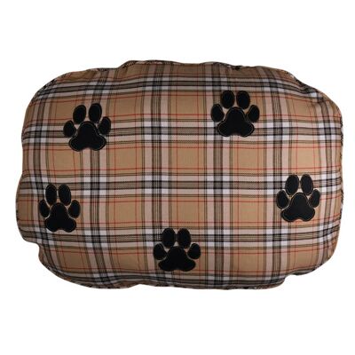 Checkered cotton dog bed with paws 68x90