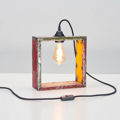 Square lamp made from metal barrels from Africa