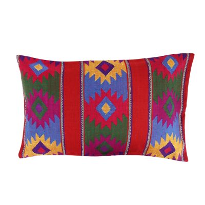 Coussin de canapé tissé à la main 30x50 rouge foncé, Mexique