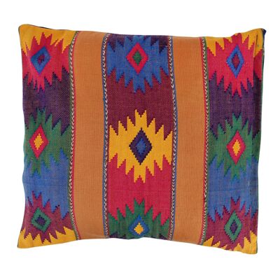 Handwoven sofa cushions from Mex. orange/blue 40x40