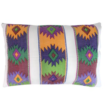 Coussin de canapé tissé main 30x50 multicolore/blanc, Mexique 1