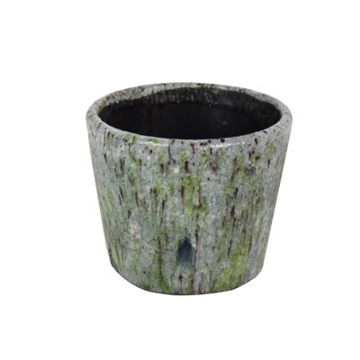 Ceramic flowerpot green/brown 14cm Moss