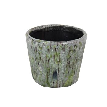 Cache-pot en céramique vert/marron 14cm Moss 1