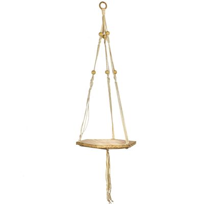 Jute macrame with wooden beads beige hanging basket